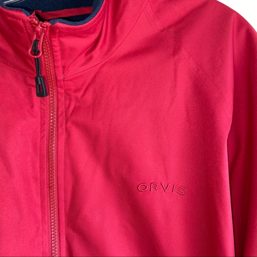 Men’s ORVIS Red Bomber Zip Coat Fleece Lined sz L - Picture 4 of 6